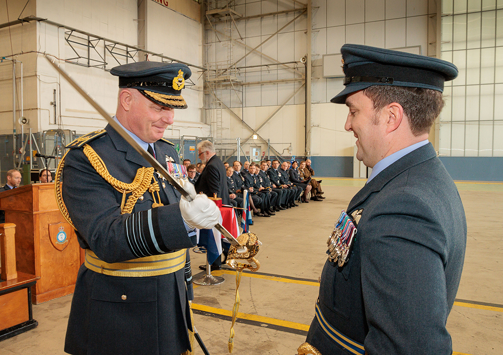 Chief of Air Staff, Air Chief Marshal Harv Smyth, presents the prestigious Firmin Sword of Peace to RAF Brize Norton